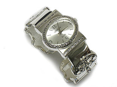 Cross and christianity theme metal cuff watch