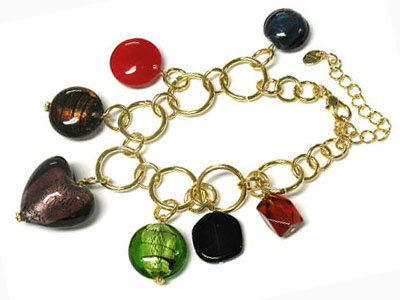 Murano glass and genuine stone dangle bracelet