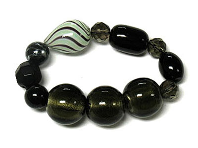 Murano glass and genuine stone beads stretch racelet