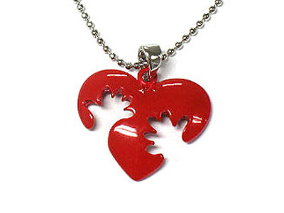 Made in korea whitegold plating crystal enamel huggy heart necklace