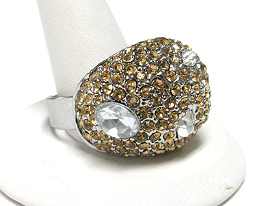 Cubic accent crystal puffy style adjustable ring