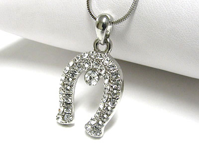 Crystal horse shoe pendant necklace