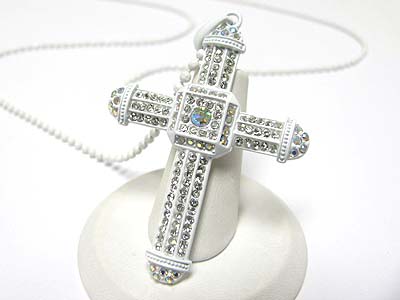 Special price - crystal stud enamel metal cross pendant necklace