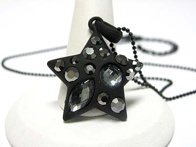 Special price - crystal bubble enamel metal star pendant necklace