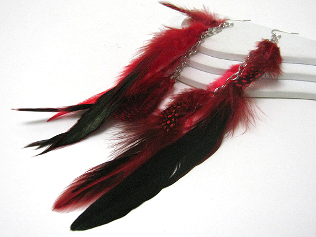 9 inch super long feather drop earring