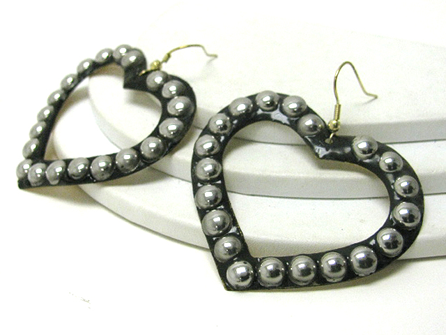 Gladiator style metal stud heart earring