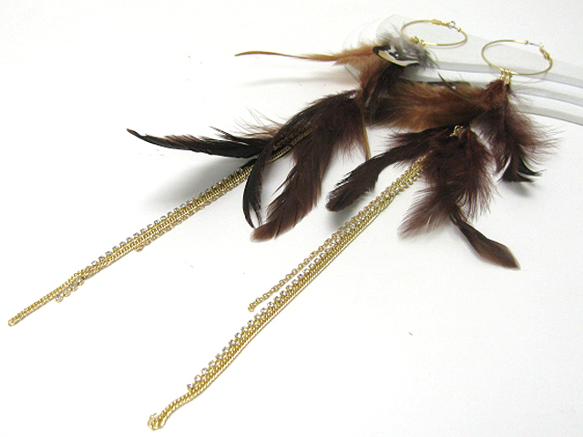 14 inch super long feather and rhinestone tassel drop earring?