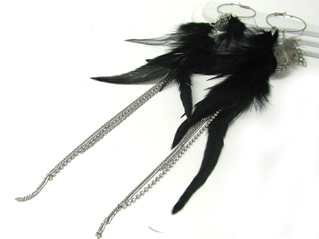 14 inch super long feather and rhinestone tassel drop earring?