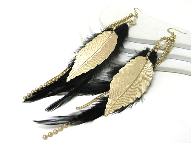 7 inch super long feather and crystal stud tassel drop earring