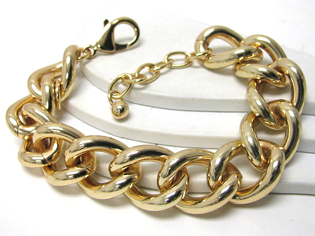 Massive style smooth edge luxury gold metal chain link bracelet