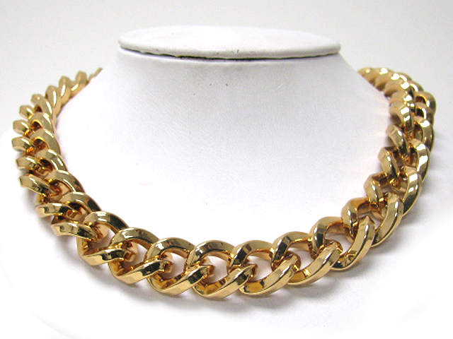 Massive style sharp edge luxury gold metal chain link neckalce