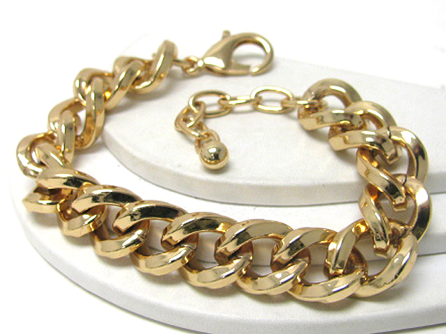 Massive style sharp edge luxury gold metal chain link bracelet