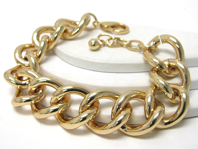 Massive style smooth edge luxury gold metal chain link bracelet