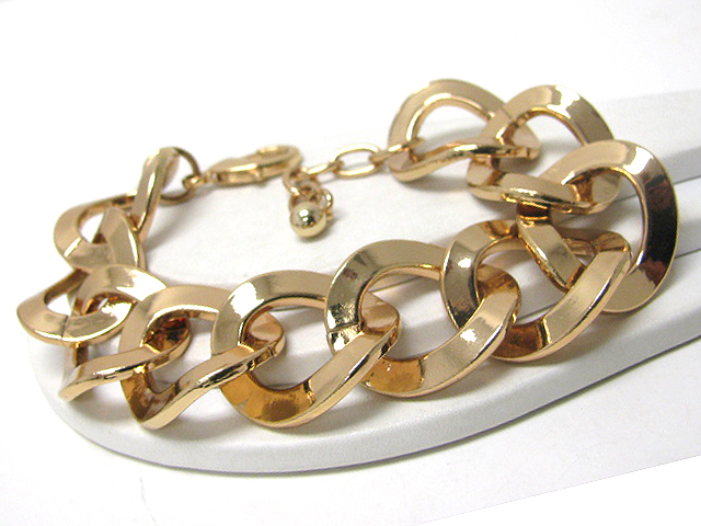 Massive style sharp edge luxury gold metal chain link bracelet - wear resistant electro plating