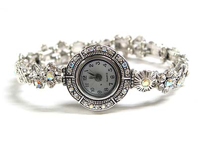 Crystal decoration stretch band watch