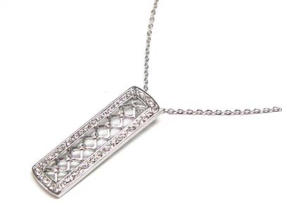 Crystal narrow bar drop necklace