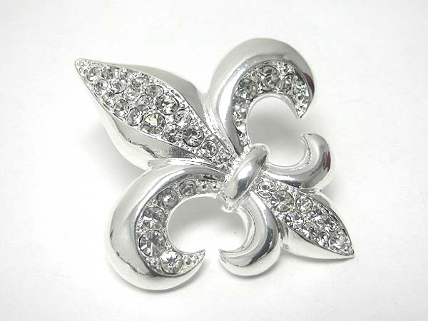 Crystal stud fleur de lis pendant or brooch - dual function