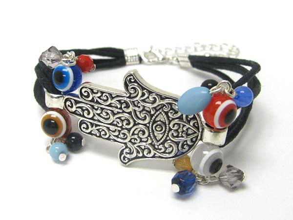 Hamsa and evil eye dangle bracelet