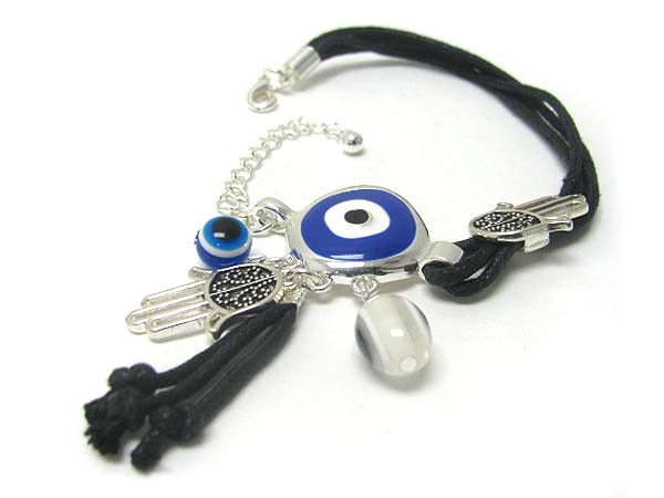 Hamsa and evil eye dangle bracelet