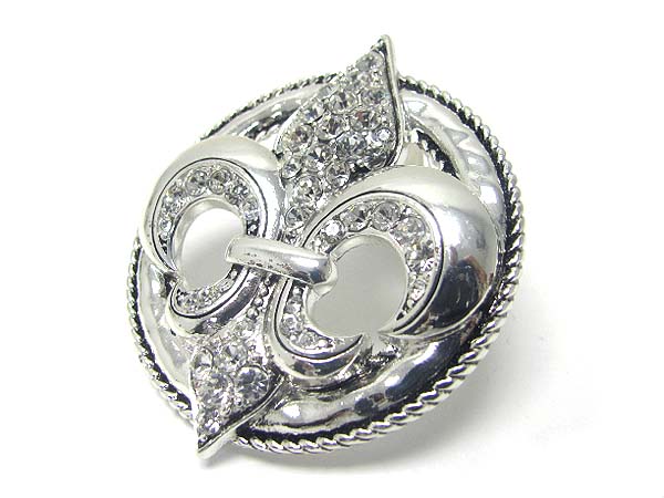 Crystal fleur de lis pendant or brooch dual function