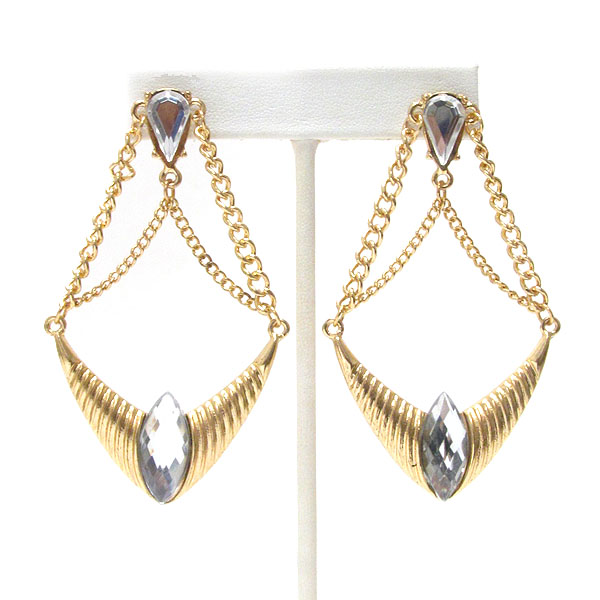 Crystal deco chevron drop earring