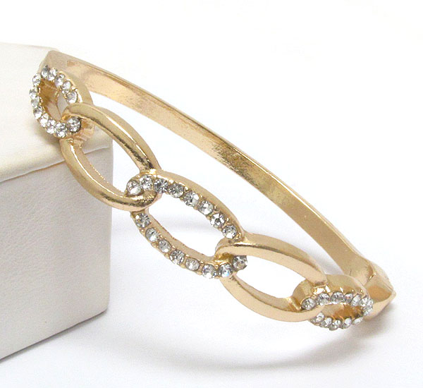 Crystal deco metal chain link bangle bracelet