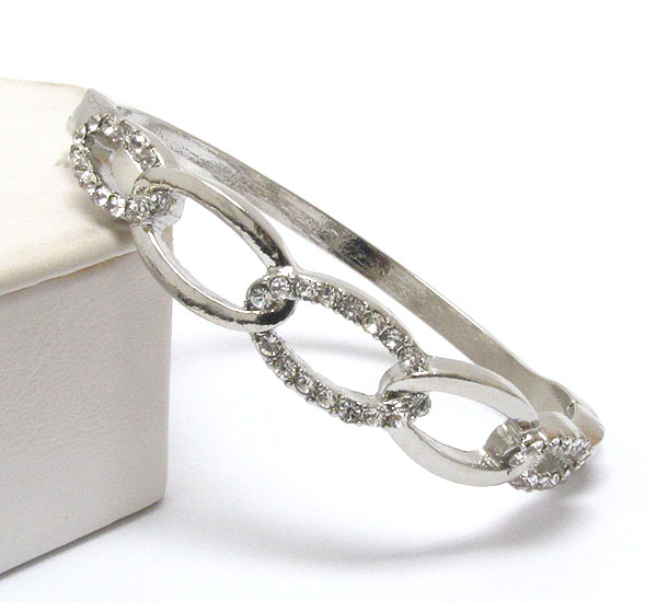 Crystal deco metal chain link bangle bracelet