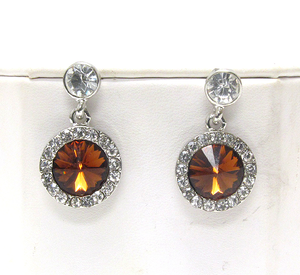 Swarovski crystal center disk drop earring - made in usa