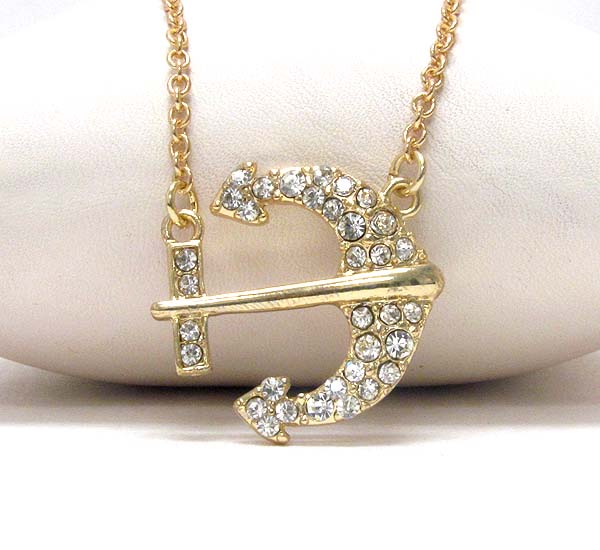 Crystal deco nautica anchor pendant necklace