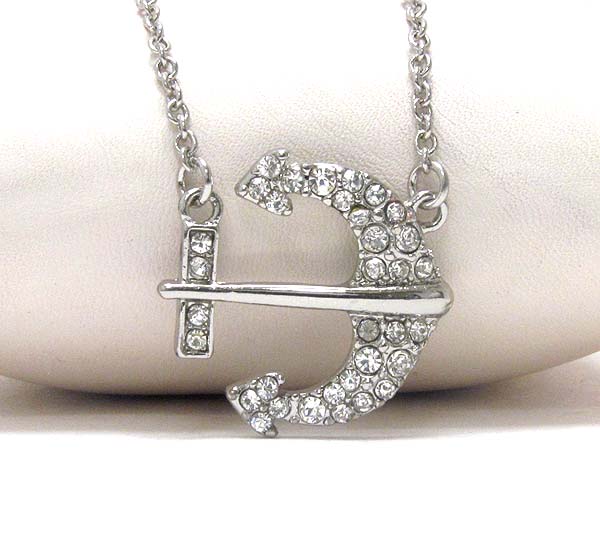 Crystal deco nautica anchor pendant necklace