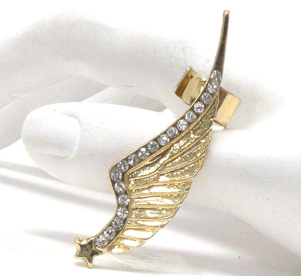 Crystal deco metal angel wing earcuff