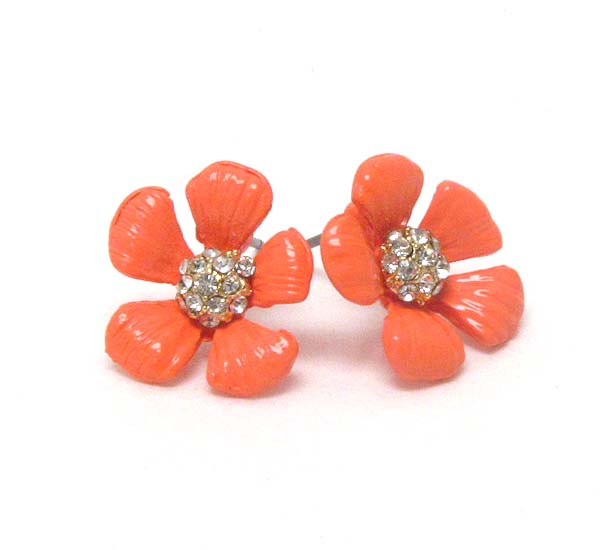 Crystal center deco epoxy flower earring