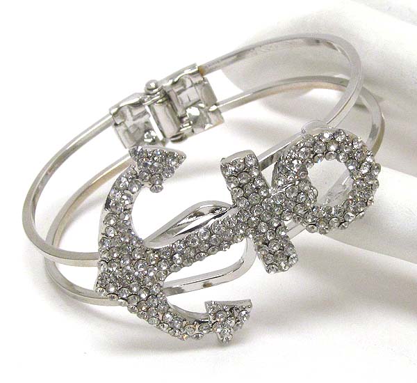 Crystal anchor bangle bracelet