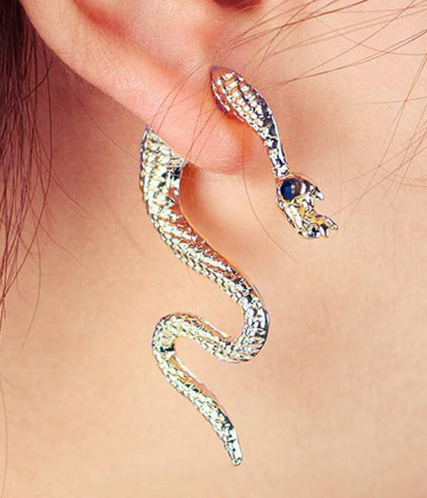 Snake double sided front and back earring