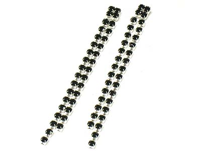 Rhinestone dual lines long earring