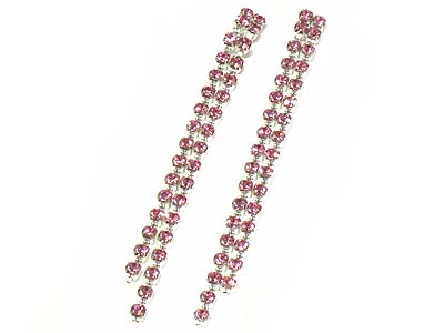 Rhinestone dual lines long earring 