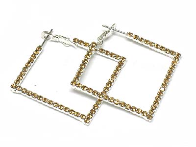 Rhinestone square single line earring 