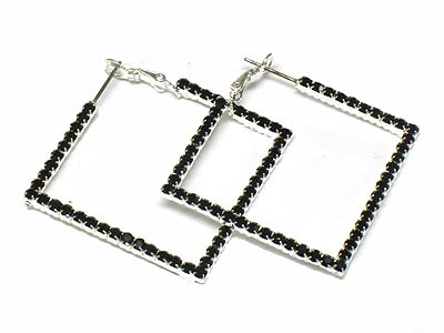 Rhinestone square single line earring