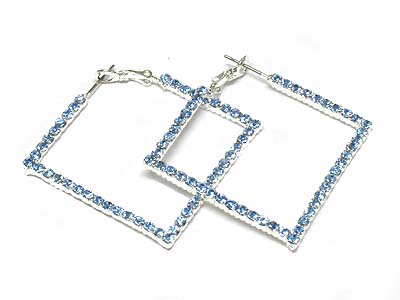 Rhinestone square single line earring 