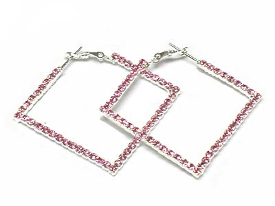 Rhinestone square single line earring