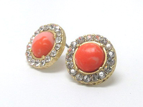 Crystal and semi precious round stone earring