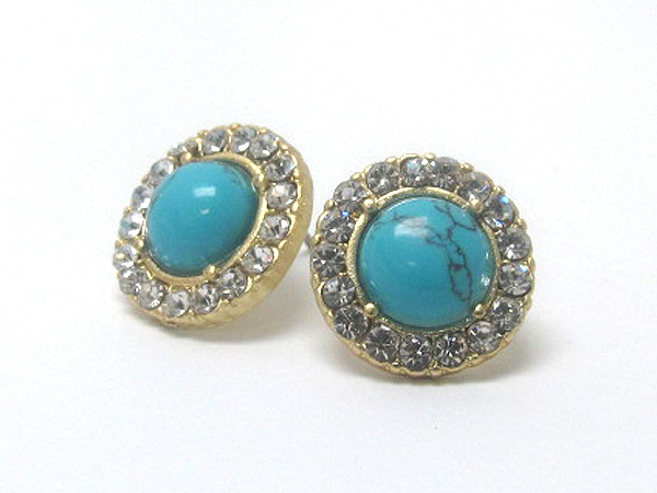 Crystal and semi precious round stone earring