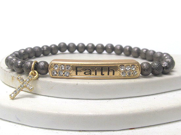 Multi sading balls with faith crystal message stretch bracelet