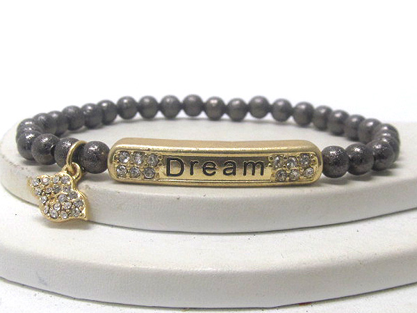 Multi sading balls with dream crystal message stretch bracelet