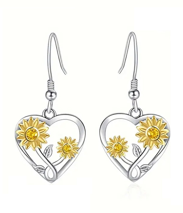 Sunflower heart earring