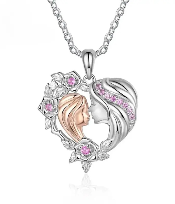 Mom and daughter heart necklace