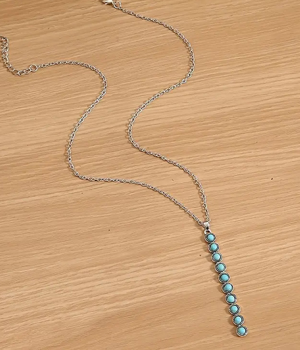 Turquoise bar pendant necklace