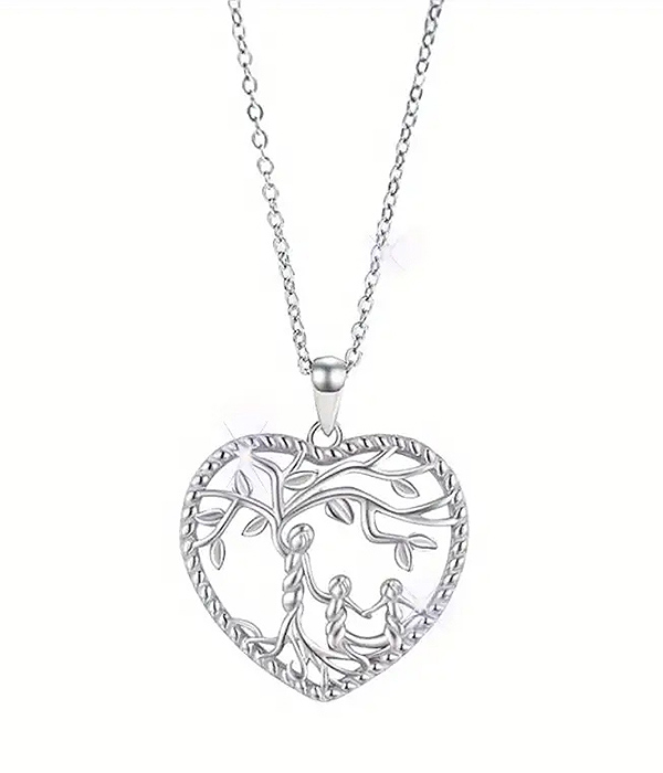 Tree of life heart pendant necklace