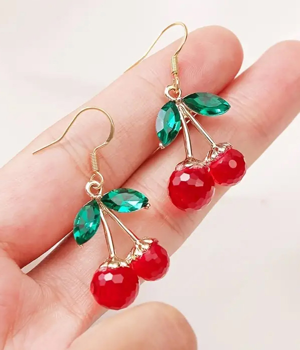 Crystal cherry earring