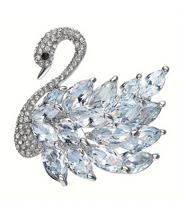 Crystal swan brooch